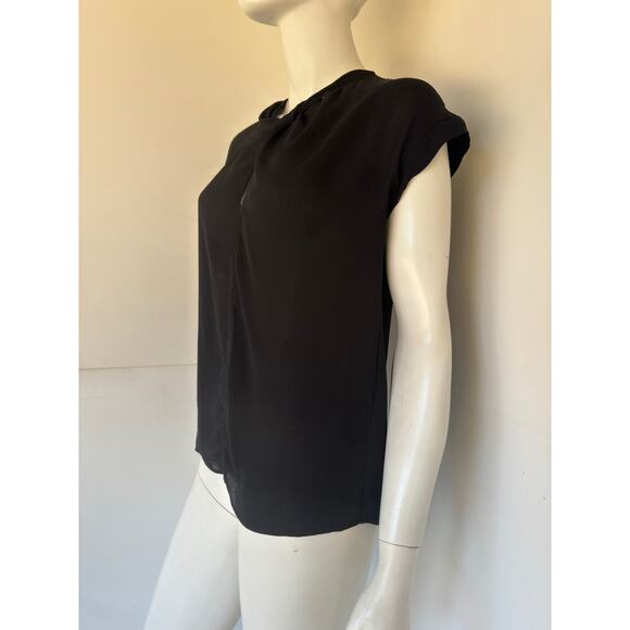 A.L.C. TWIST-FRONT JAZZY BLACK SILK TOP sz 0/XS - Picture 3 of 6